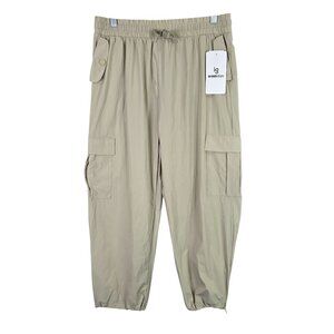 Mens In Good State Beige Cargo Jogger Pants Nylon Spandex Blend Lightweight XL